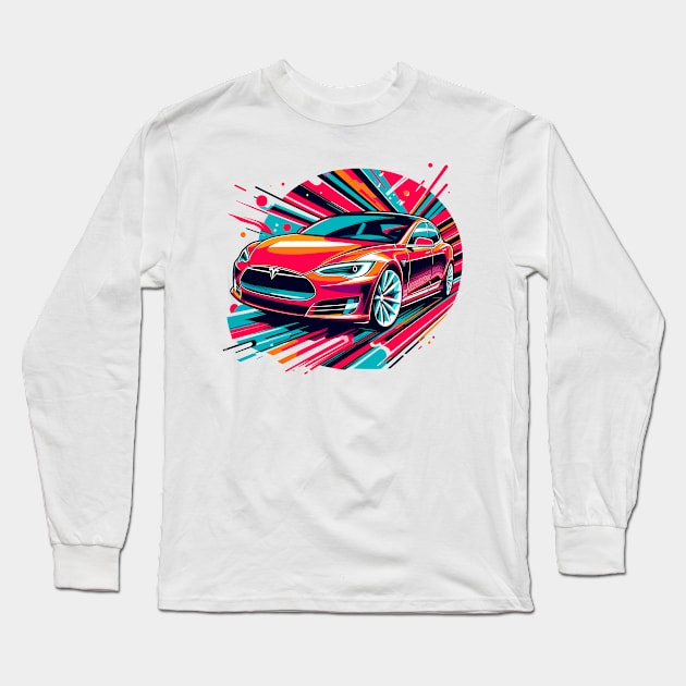 Tesla Model S Long Sleeve T-Shirt by Vehicles-Art